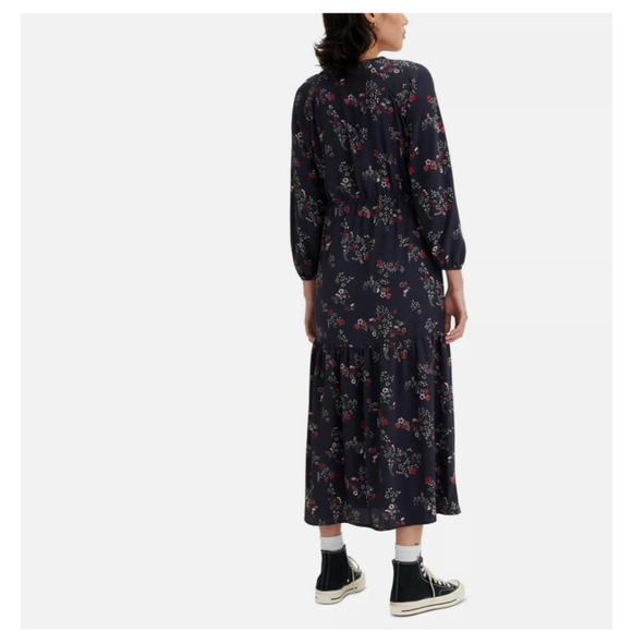 Levi's Floral Boho Print Midi‎ Dress Size M Blue - Picture 3 of 7